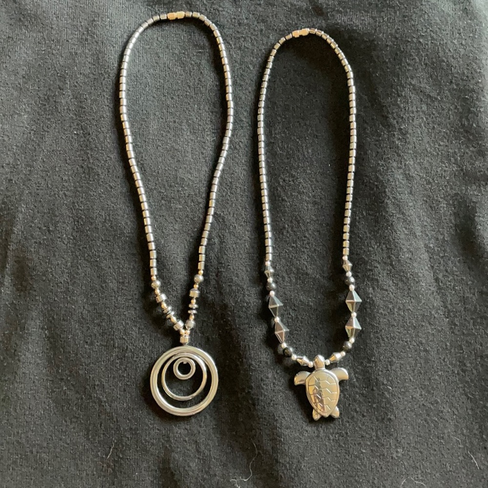 2 Gunmetal necklaces bought in Jamaica